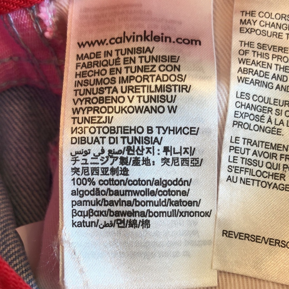 Calvin Klein Jeans high Rose Straight Blue Jeans with pink/red at waist - Picture 10 of 11